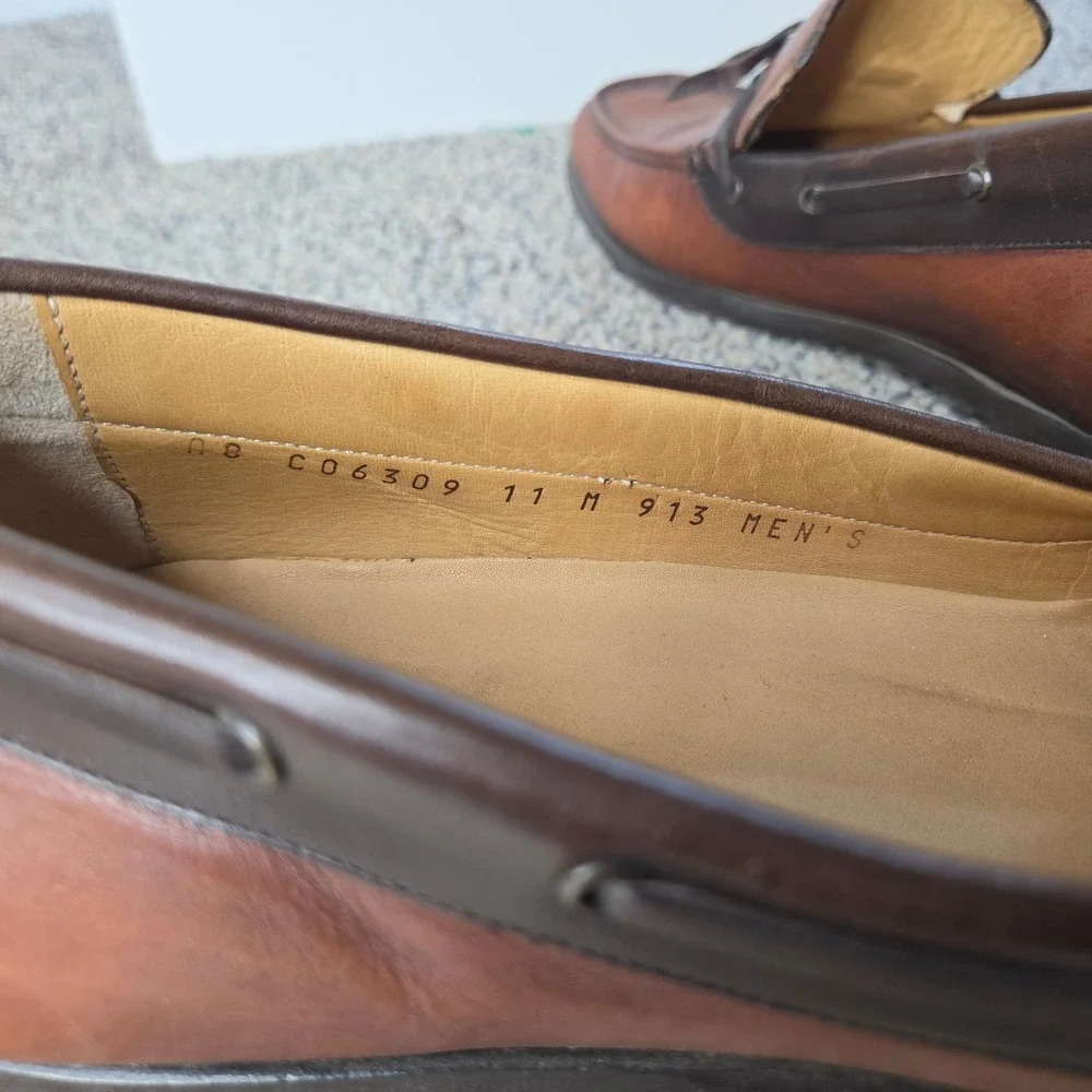 Cole Haan Collection Mens 11 M Brown Leather Moc Toe Bow Loafers 913‎